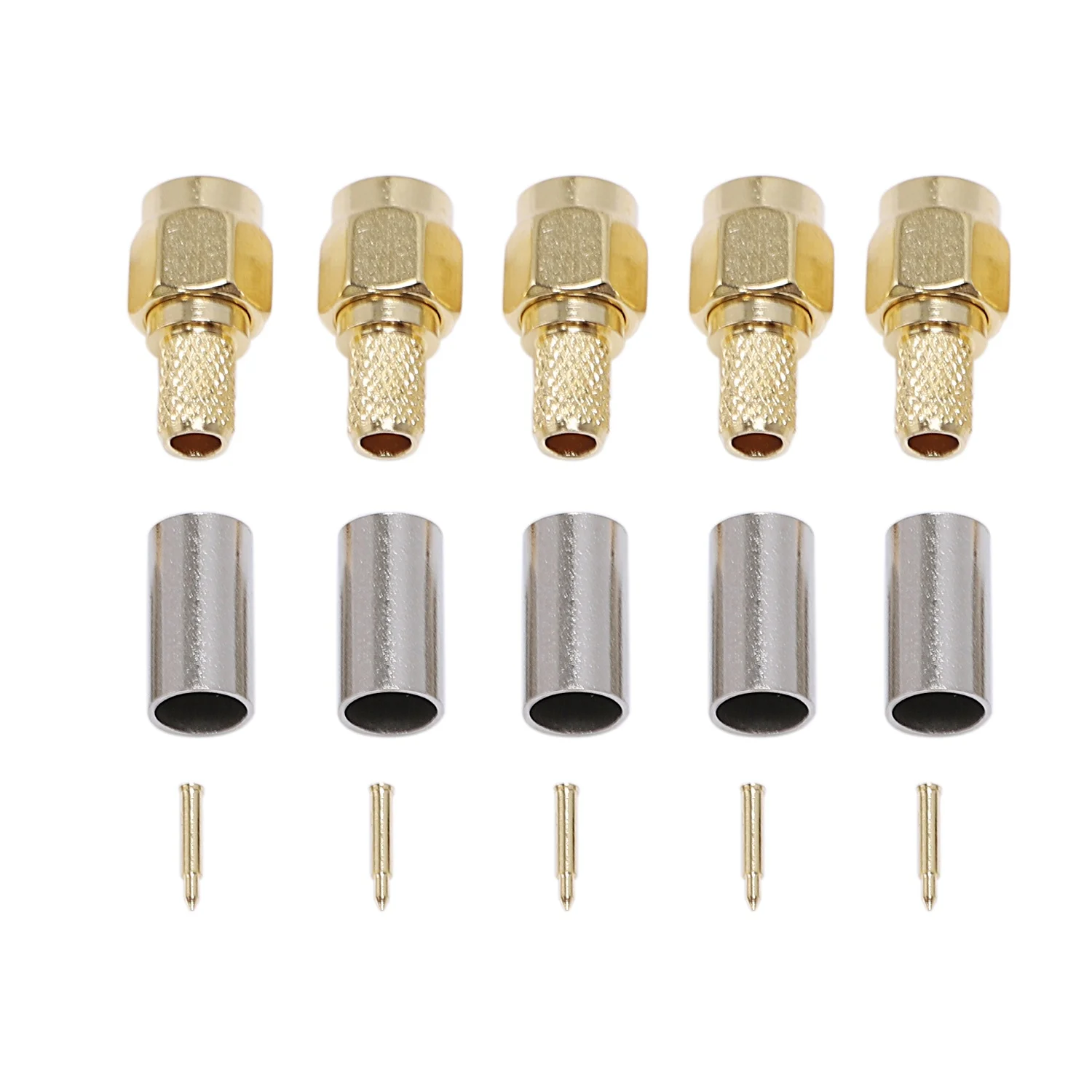 5pcs SMA Male Plug RF Coaxial Connector Crimp for RG58 RG142 RG400 LMR195 RG223 ST