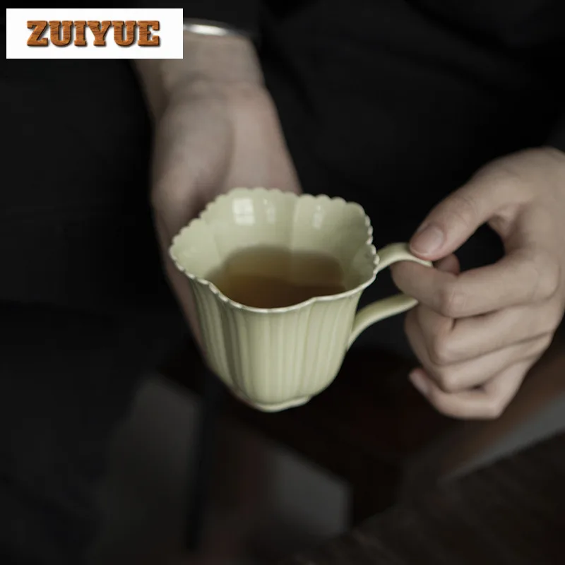 150ml Reed Green Handmade Coffee Cup Household Boutique Flower Petal Teacup Creative Cute Cup Meditation Cup Tea Services Craft