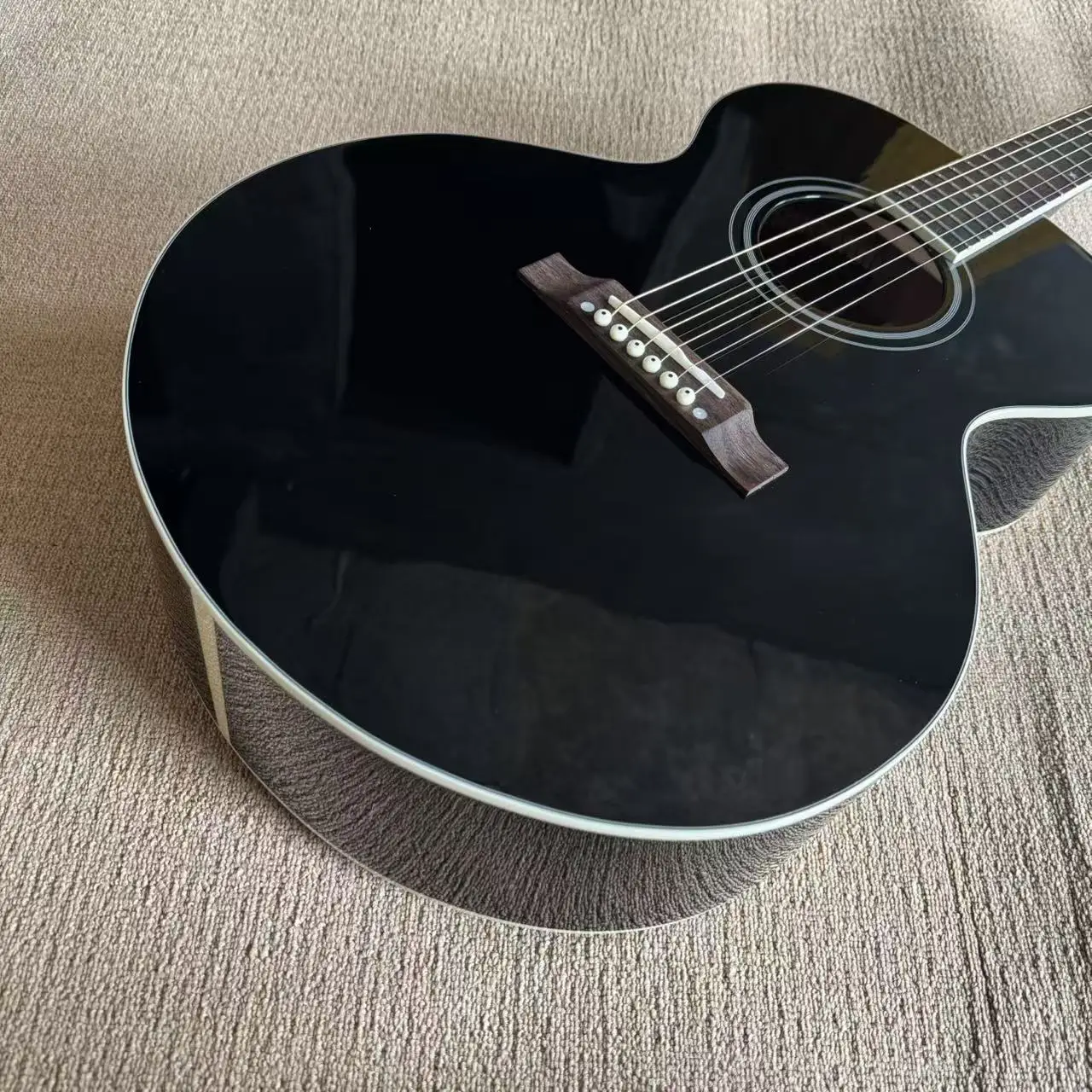 40 Inch Black J180 Acoustic Guitar Spruce Solid Top Retro Rich Tone Advanced Performance Specific Cross Carving Free Shipping