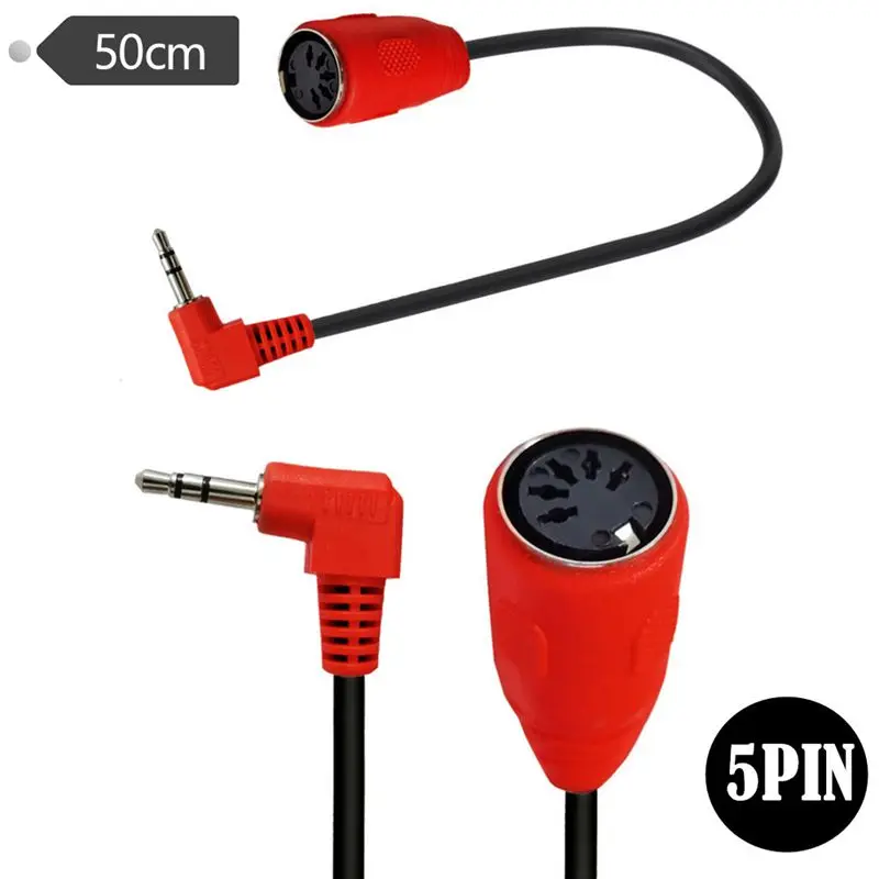 90 ° łokieć MIDI do TRS 3.5mm męski do 5Pin żeński wtyk Audio do MIDI kabel Adapter Audio 0.5M