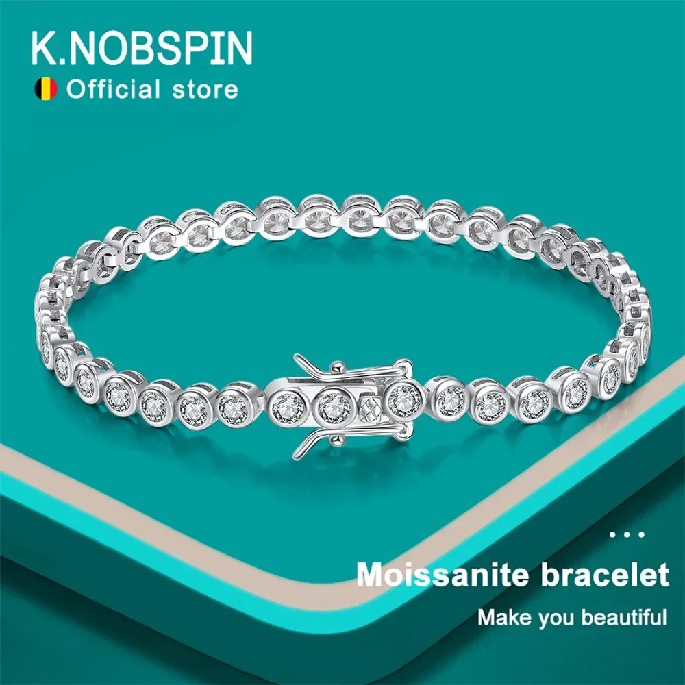 New D VVS1 Round Moissanite Tennis Bracelet Original s925 Sterling Silver Plated 18k Gold with GRA Bracelets for Women Man