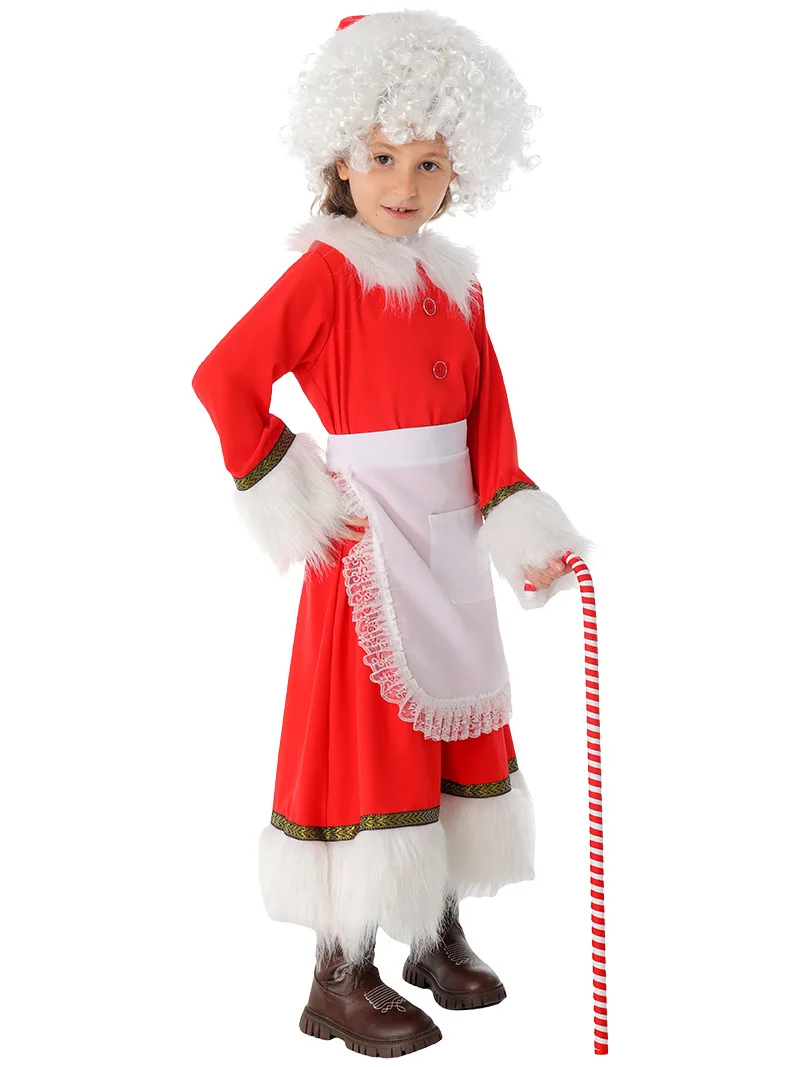 Kostum Cosplay Nona Claus Natal Kartun Gaun Nona Claus Wig Pesta Pertunjukan Halloween Pakaian Panggung Permainan Peran Properti Istri Santa
