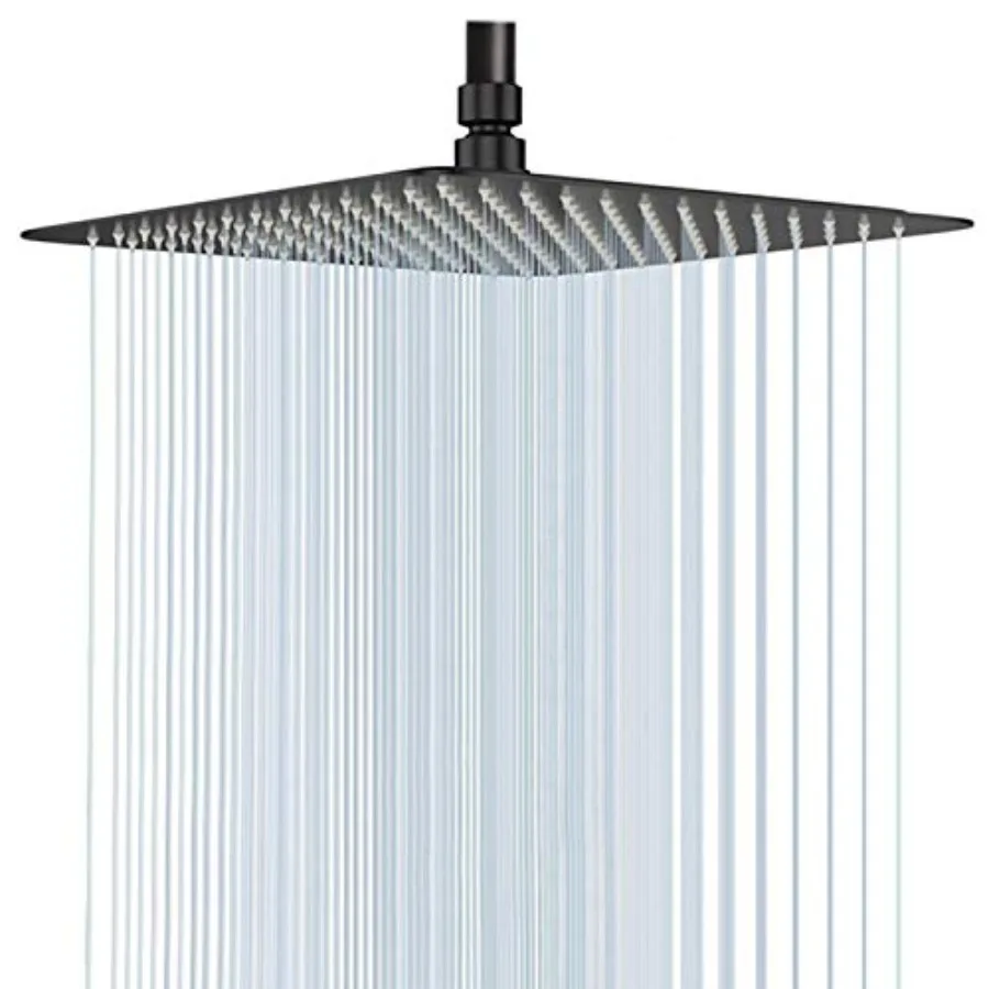 

16 Inch Square Stainless Steel Shower Head Rain Style Large Shower Head Matte High Pressure