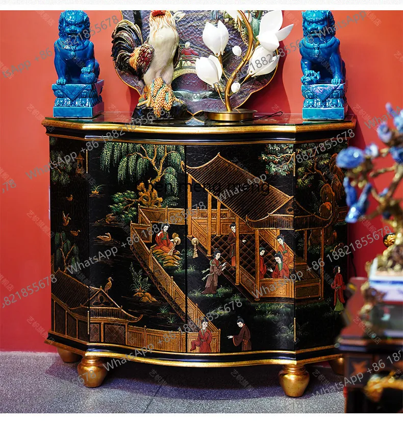 

Новый буфет в китайском стиле из массива дерева с покраской, для прихожей и гостиной, декоративный, в европейском стиле