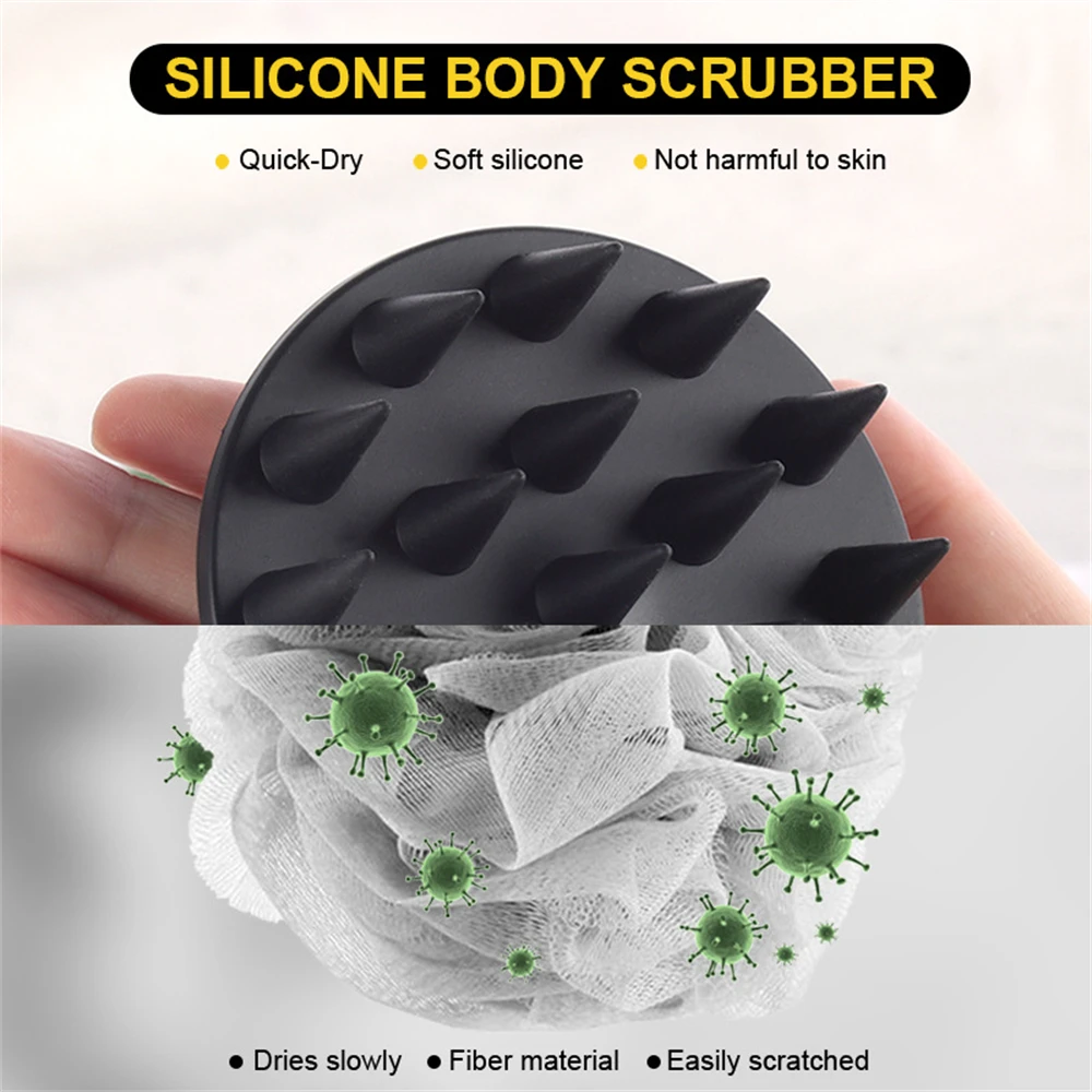Silicone Polygonal Scalp Shampoo Brush for Men Deep Cleansing Bath Shower Brush Scalp Massager Salon Hairdressing Tool
