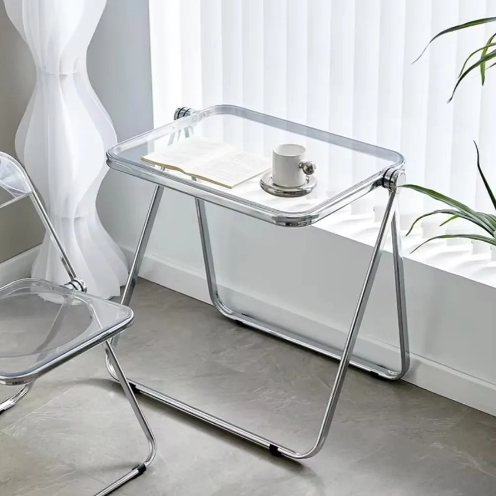 Acrylic Folding Desk Portable Transparent Study Desk Bedroom Balcony Computer Table Modern Simple Home Furniture Office Table