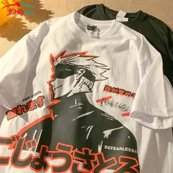 Harajuku damska koszulka Jujutsu Kaisen drukuj Unisex ponadgabarytowa koszulka fajna kreskówka Anime luźna koszulka śmieszne Streetwear topy