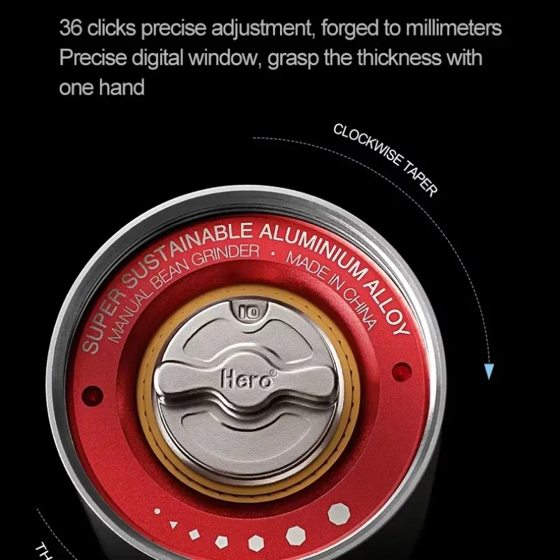 New New ZeroHero 48mm Stainless Steel Titanium Burr Manual Coffee Grinder