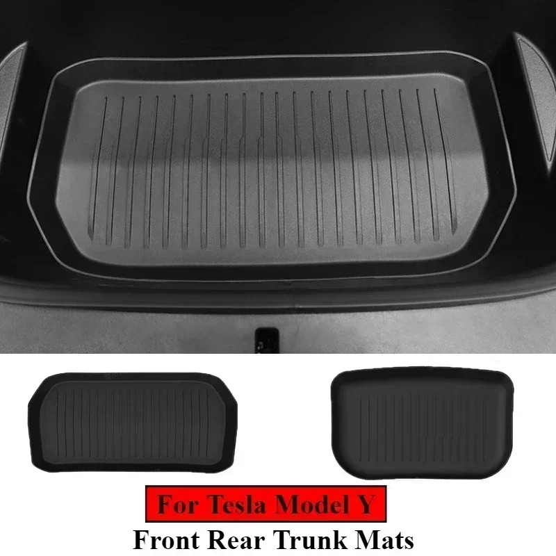 For Tesla Model Y 2021-2024 Front Rear Trunk Mats Upgrade TPE Storage Box Pads Protective Cover Cargo Liner Trunk Tray Floor Mat