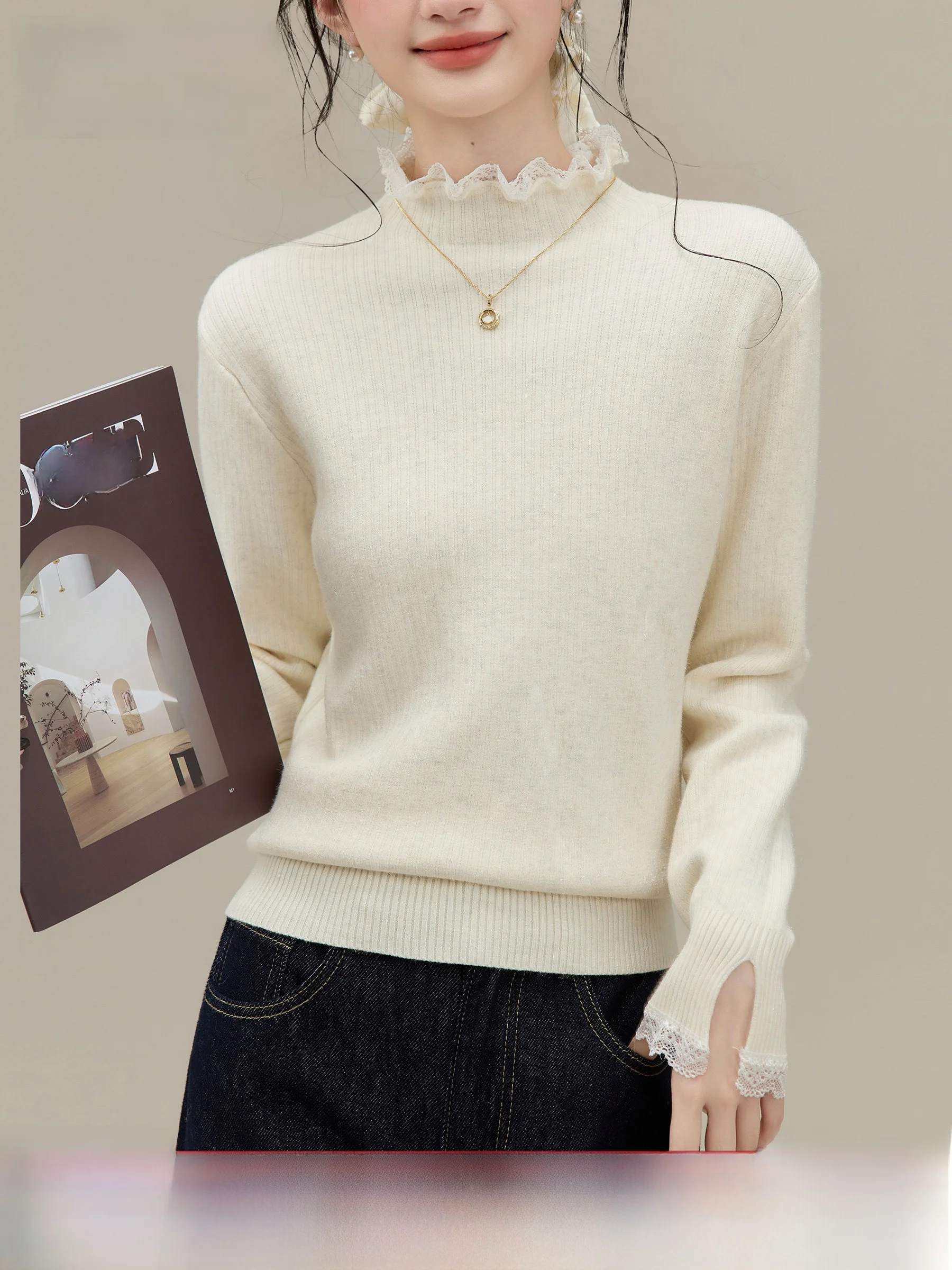 

Теплый вязаный свитер-боди из мягкого трикотажа для женщин, новая зимняя модель, с высоким воротником, базовый слой, повседневный, облегающий, длинный рукав