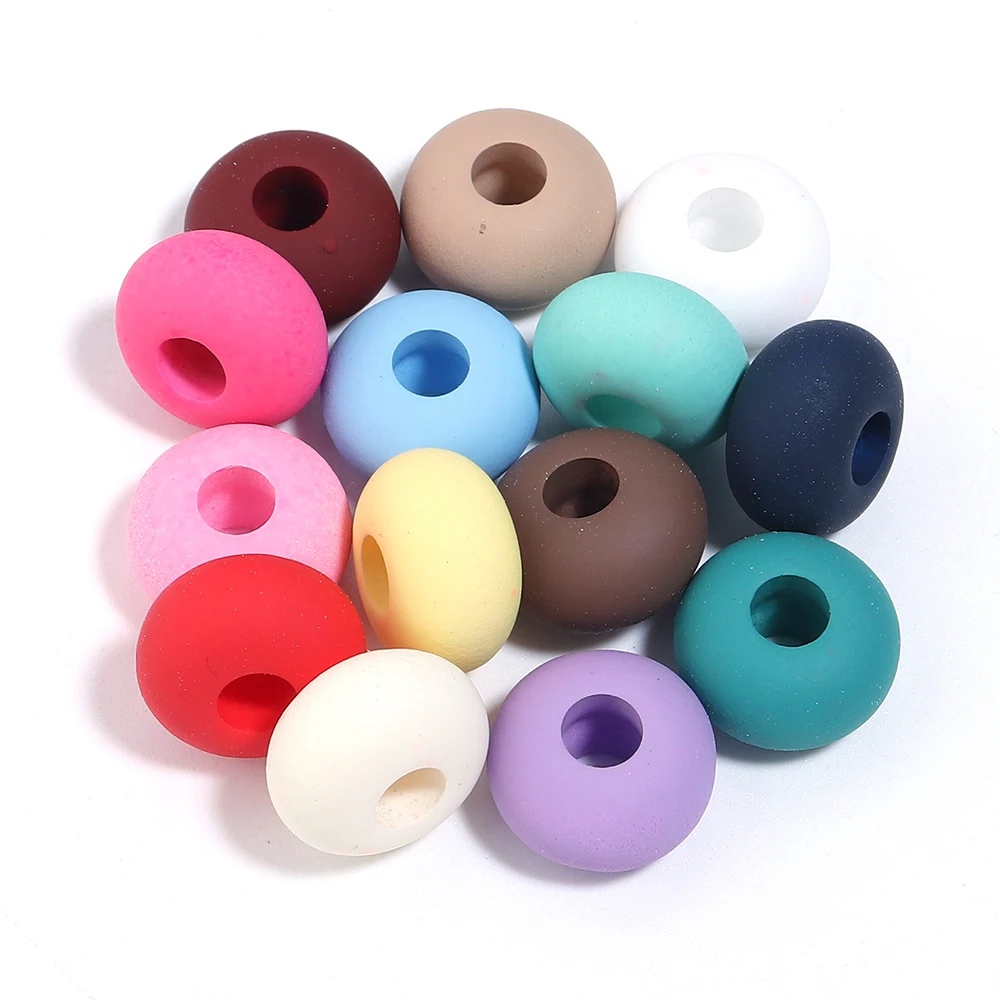 10/20Pcs Acrylic Abacus Beads Large Hole UV Plated Soft Touch Paint Wheel Loose Beads DIY Decoration Handmade Crafts Accessories