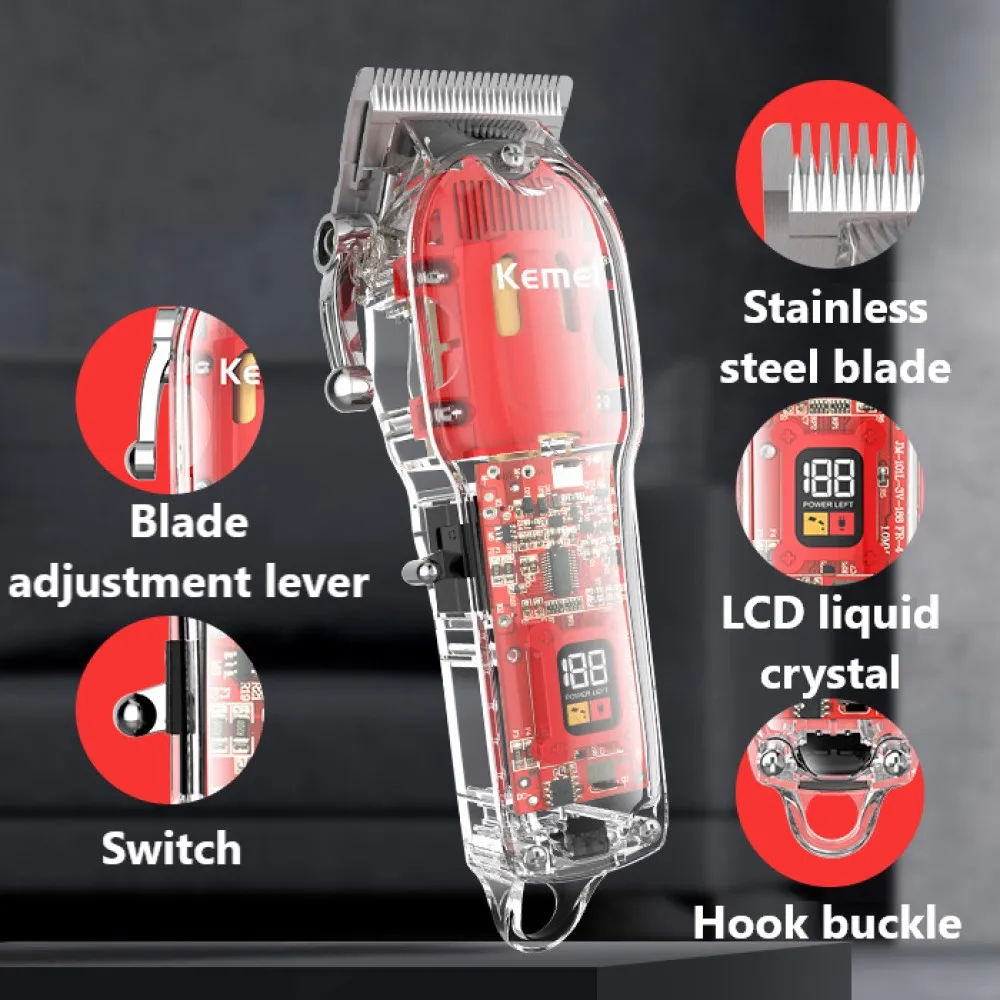 Профессиональная Беспроводная Машинка для стрижки волос Kemei 1761 для мужчин, литиевая машинка для стрижки бороды, аккумуляторная