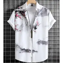 Oversized Hawaiian Simple Men'S Shirt Fashion 3d Printed Casual Retro Top Loose Wear Every Day Short Sleeved Comfort 2023 Summer