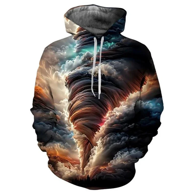 

New Colorful Tornadoes 3d Print Men's Baggy Hoodie Casual Oversized Pullover Popular Streetwear Fashion Tops Trend Hoodies Hoody