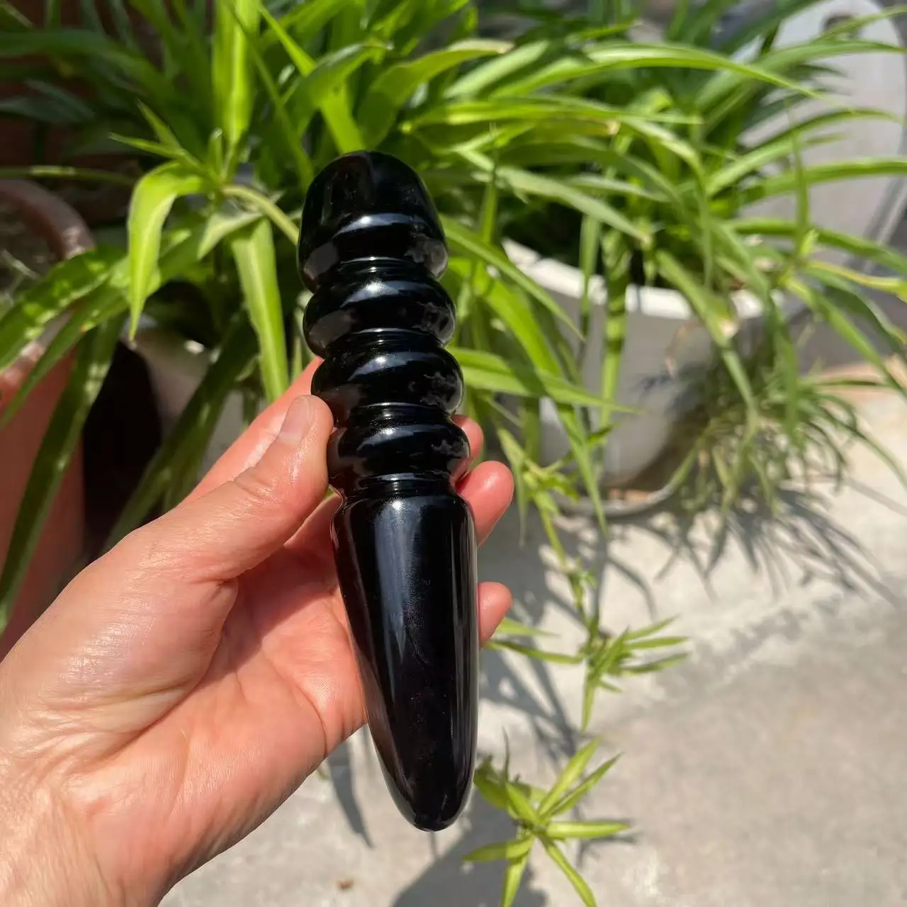 Palo de masaje Facial de piedra de cristal de obsidiana negra Natural de 18cm de longitud/varita Yoni, piedra de relajación Facial delgada, masaje y relajación