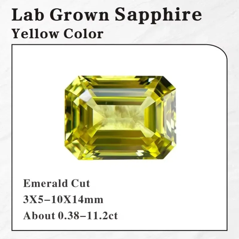

Lab Grown Sapphire Emerald Cut Yellow Color VVS1 Gemstone Charms DIY for Jewelry Making Gift Selectable AGL Certificate