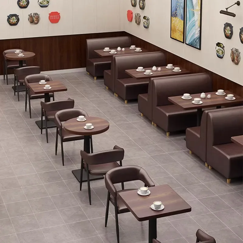 Retro bar booth, sofa, clear bar, sofa, milk tea shop, café, leisure booth, industrial style clear bar table and chairs