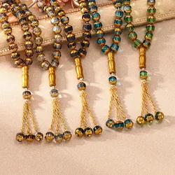 33PCS Holy Muslim Crystal Rosary Prayer Beads Glass Loose Islamic Prayer Beaded Bracelets Prayer Jewelry Accessories Wholesale