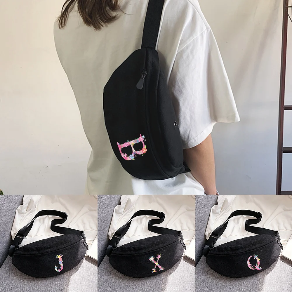 Waist Packs Portable Crossbody Bag Outdoor Hiking Waist Bags Urban Minimalist Storage Pocket Men Phone Bag pink Letter Printing