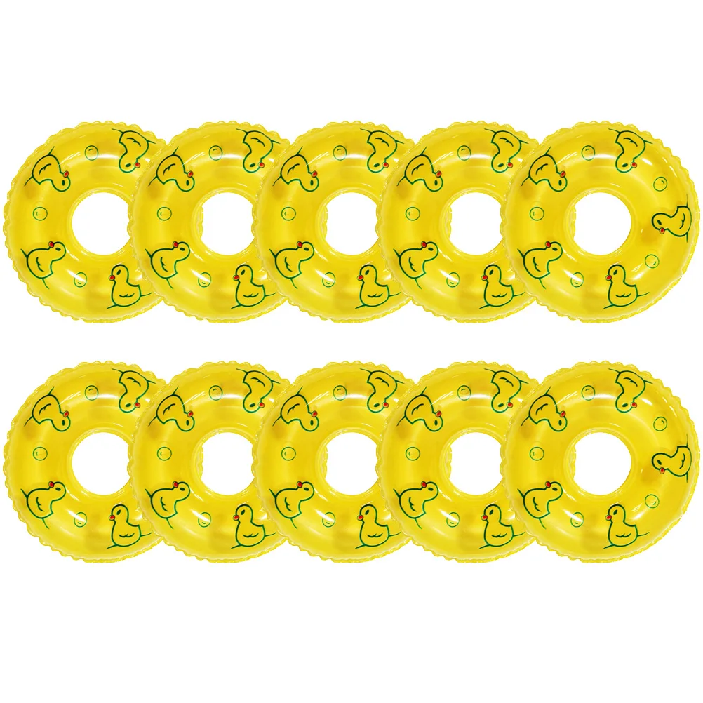 

10pcs Mini Swim Rings Yellow Duck Lifebuoy Ornaments Compact Realistic Decoration Photo Props Toys Gifts Swim Circle