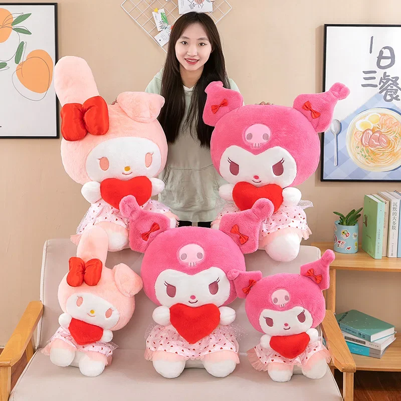 Tamaño grande Sanrio Kuromi My Melody muñeco de peluche Kawaii Anime Rosa dibujos animados lindos peluches muñeco de peluche almohada niñas regalos de cumpleaños