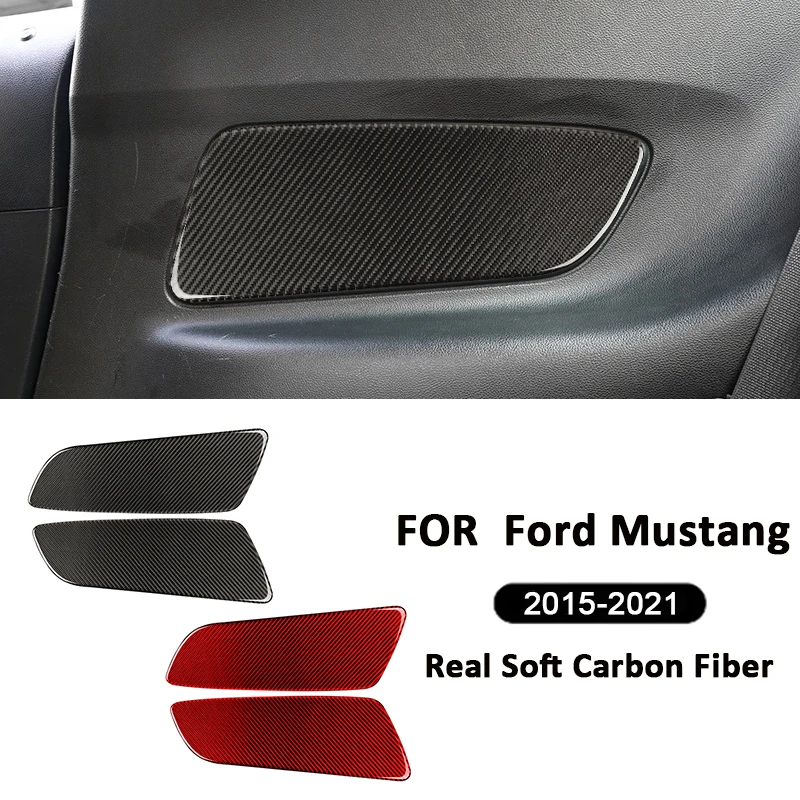 

2PCS Carbon Fiber Car Inner Rear Door Anti-Kick Panel Cover Interior Decoration Sticker For Ford Mustang 2015-2021 Accessories