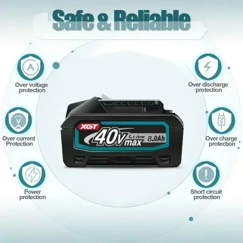 for Makata 40V Max XGT 8Ah rechargeable lithium-ion battery suitable  battery and 40V BL4025, BL4040 BL4050 power tool batteries