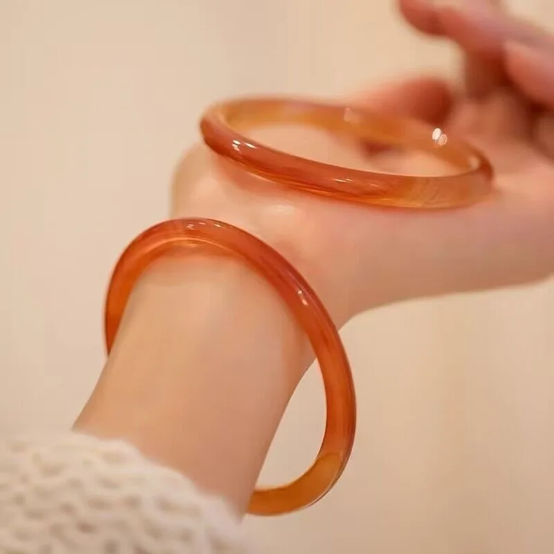 

Ice Honey Agate Bracelet, Pretty Chalcedony High Ice Jade Bracelet