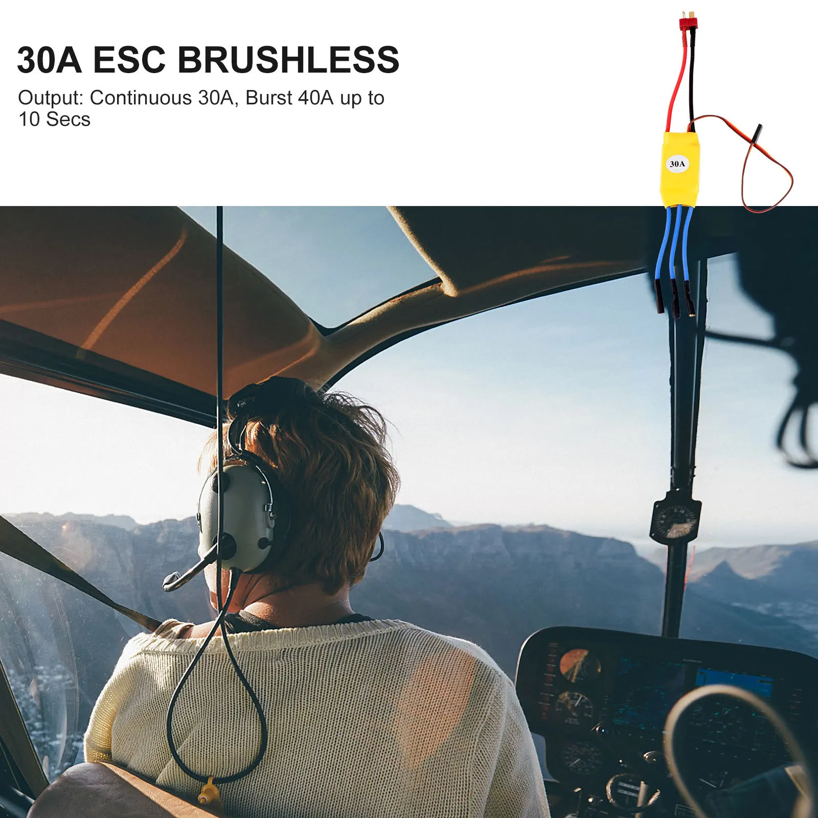 ตัวควบคุม ESC แบบไร้แปรงถ่าน 30A ทนทาน ผลิตจากพลาสติก ใช้สายทองแดง รองรับกระแสไฟต่อเนื่อง 30A รองรับกระแสไฟกระชาก 40A สำหรับเฮลิคอปเตอร์บังคับวิทยุ มัลติคอปเตอร์ และควอด-โรเตอร์