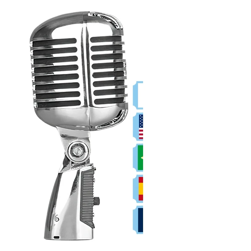 

Metal Vintage Microphone for SHURE 55SH Simulation Classic Retro Dynamic Vocal Mic Universal Stand for Live Performance Karaoke