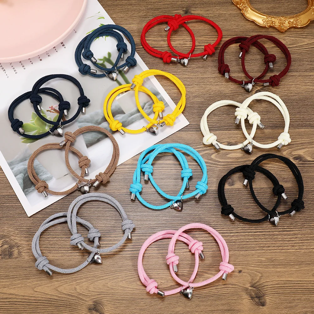 

10Pair/Lot Halves Heart Magnetic Couple Bracelets for Women Pendant Man Friendship for Girls Jewelry