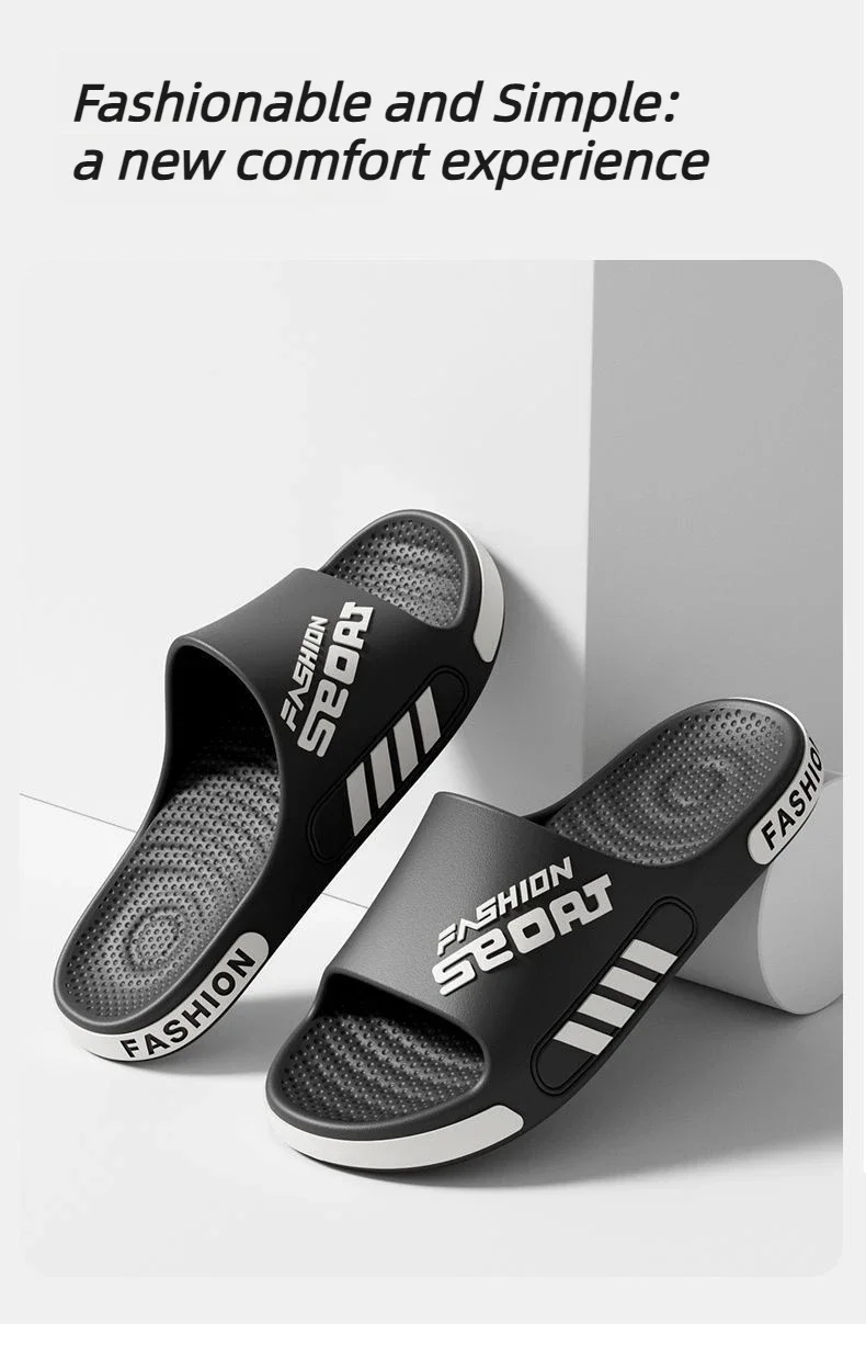 Dicke Sohle Rutschfeste Sport-Slides für Herren Sommer EVA Sandalen Hausschuhe Modische Freizeitpantoffeln für Draußen – Detail 5