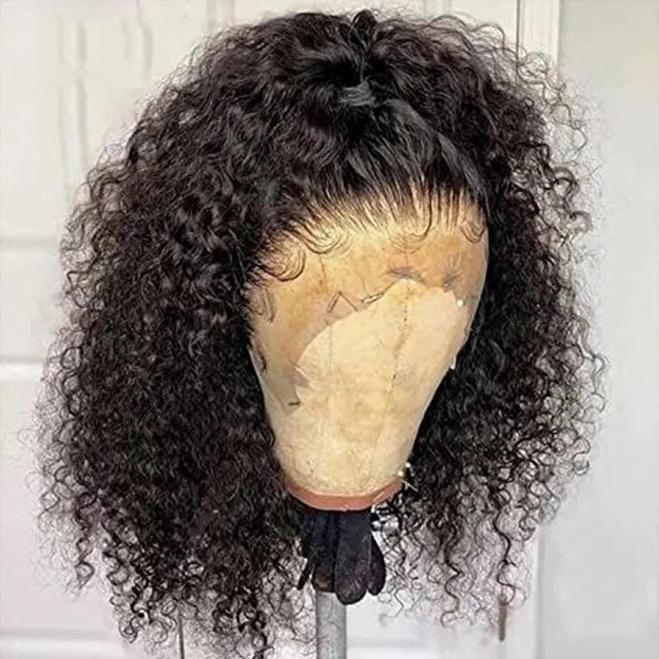 10Inches Brazilian Kinky Curly Bob Wig Human Hair Wigs 13x6X1 HD Transparent Lace Front Wig Virgin Hair Afro Kinky Curly Natural