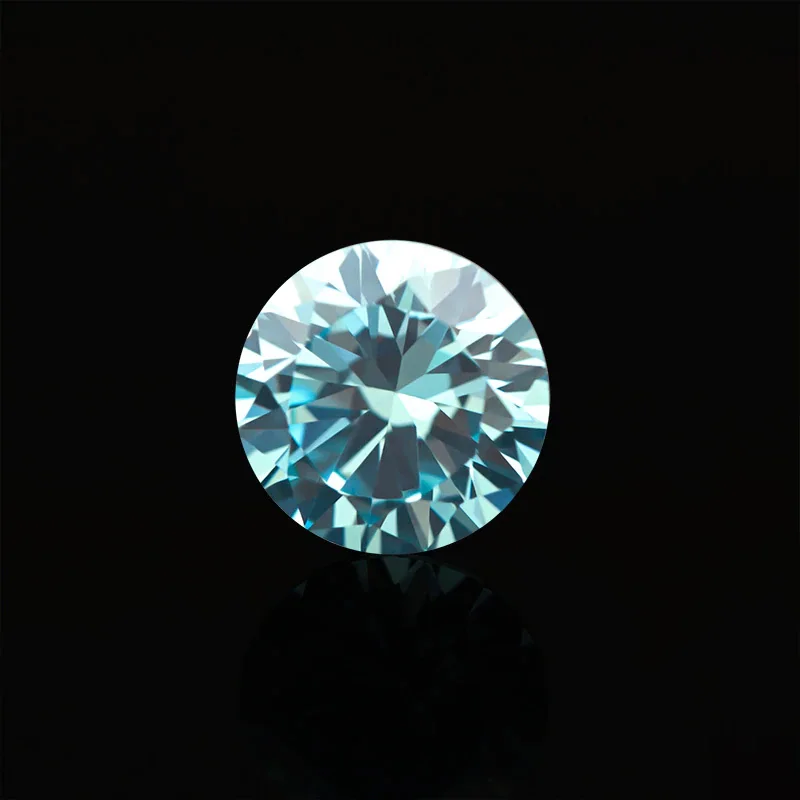 Size 3.0~10mm AAAAA Round CZ Stone European Machine Cut Middle Blue Zircon Synthetic Gems Cubic Zirconia For Jewelry