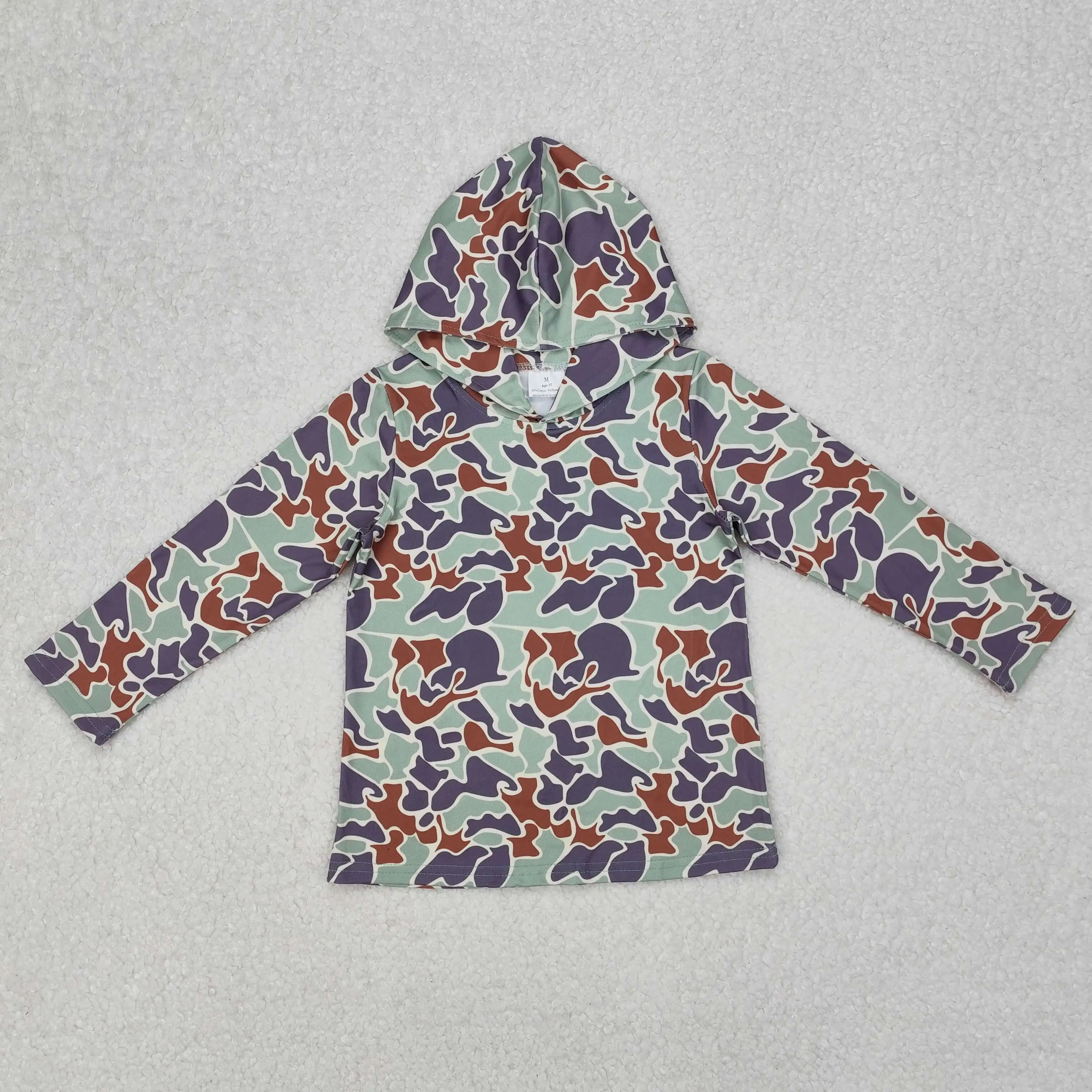 

3.8y Wholesale boutique boys baby new fashion spring hoodie hot sale camouflage brown green hooded long sleeve boys tops
