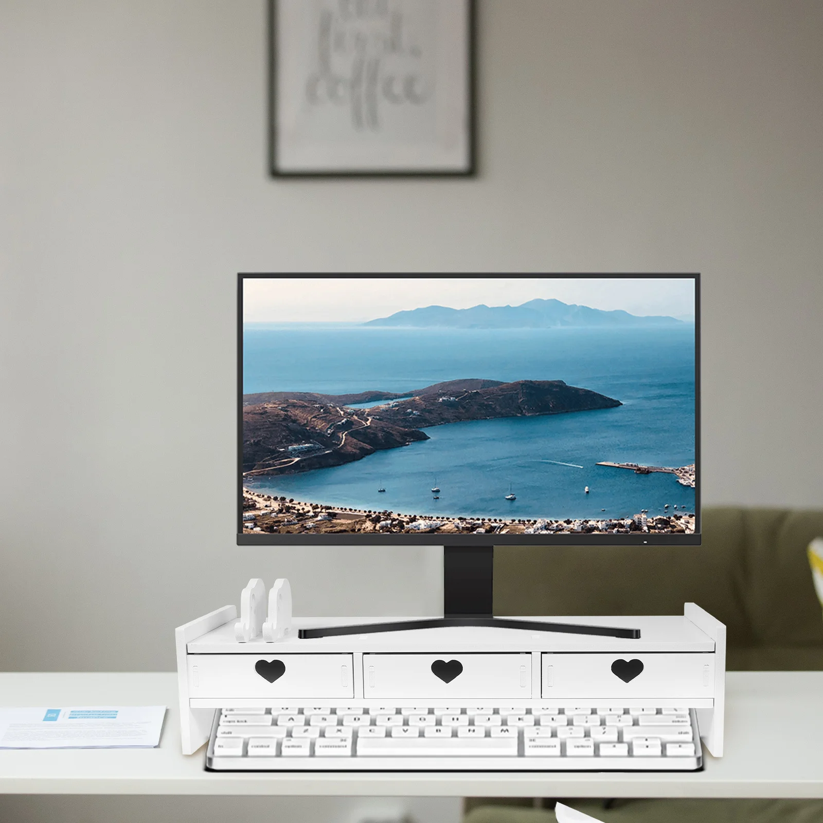 

Computer Monitor Riser Desk Organizer Keyboard Storage Drawer Monitor Stand Laptop Heightening Base Bracket Desk Riser