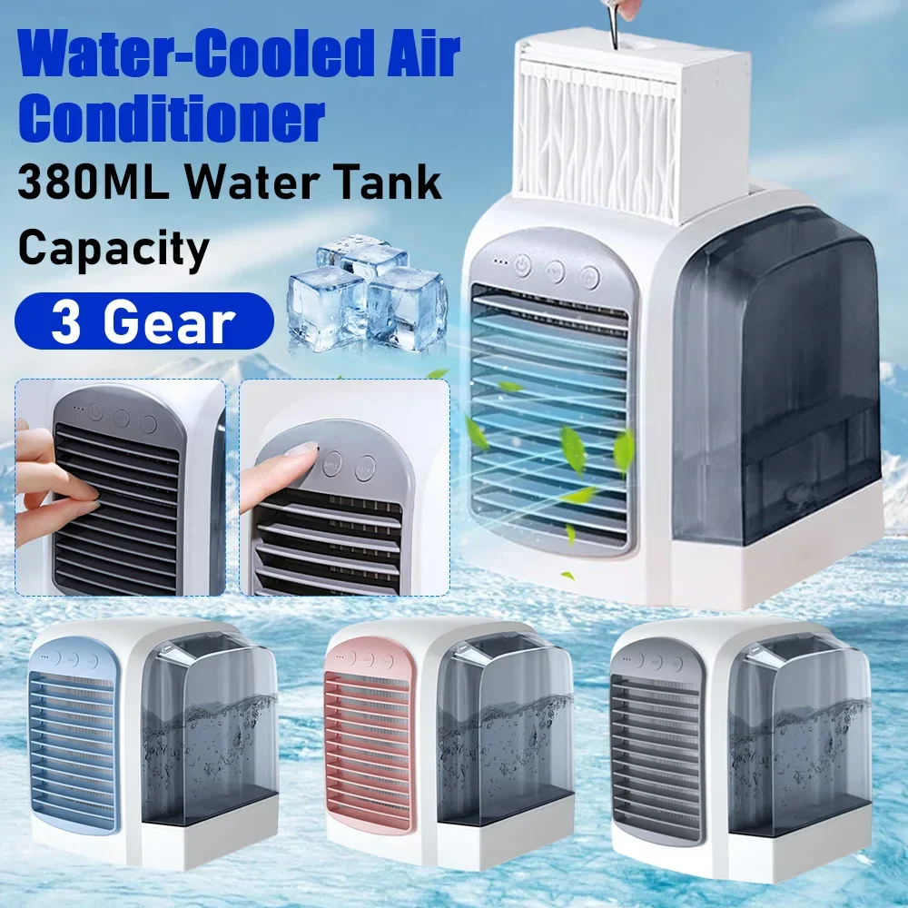 Climatiseur personnel à eau, mini-refroidisseur d'air 3 vitesses, machine de refroidissement de 380 ml, mini-climatiseur pour la maison et le bureau