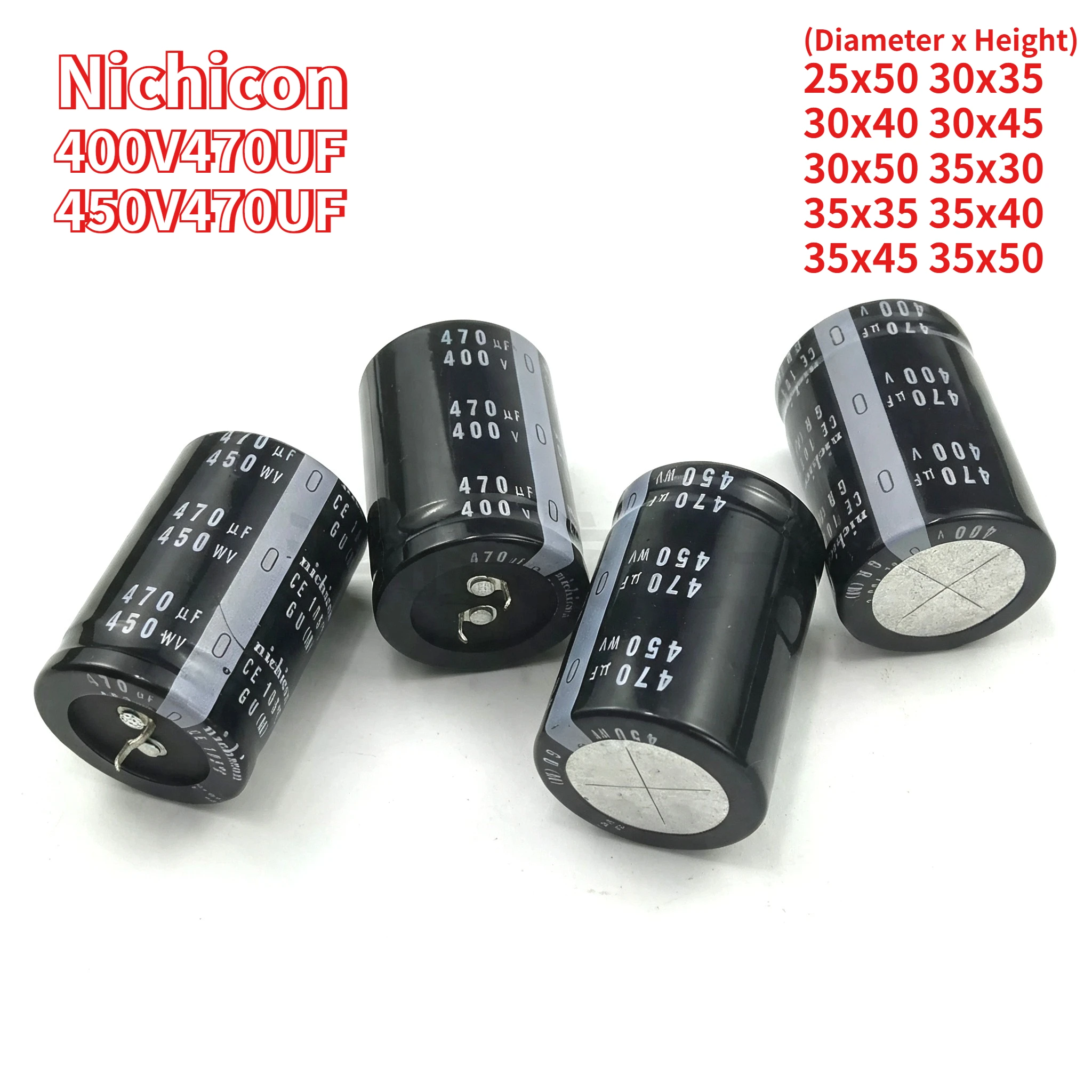 2pcs 400V470UF 450V  25x50 30x35 30x40 30x45 30x50 35x30 35x35 35x40 35x45 35x50 Brand-new Capacitor 450V 470μF Nichicon