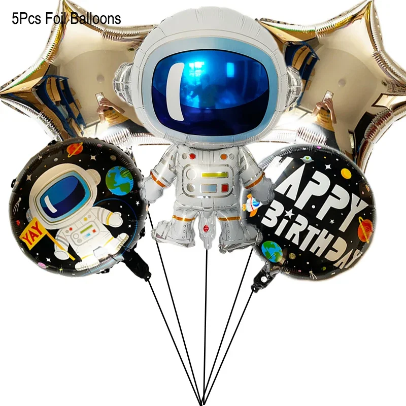 Outer Space Balloon Garland DIY Kit Planets Rocket Astronaut Foil Balloons Backdrop Boy Space Themed Birthday Party Supplies