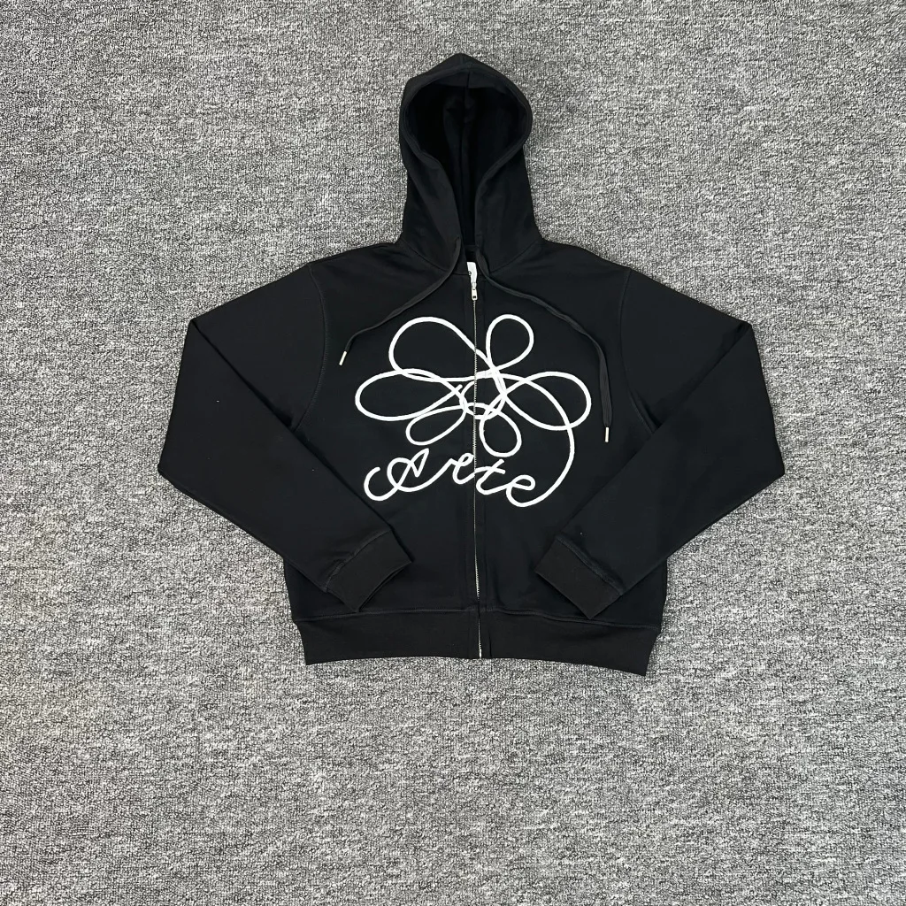 

Толстовка с капюшоном Arte Padrino и цветочной вышивкой, повседневная свободная мужская открытая кардиган, джет, хлопковая ткань, молодежная одежда для отдыха