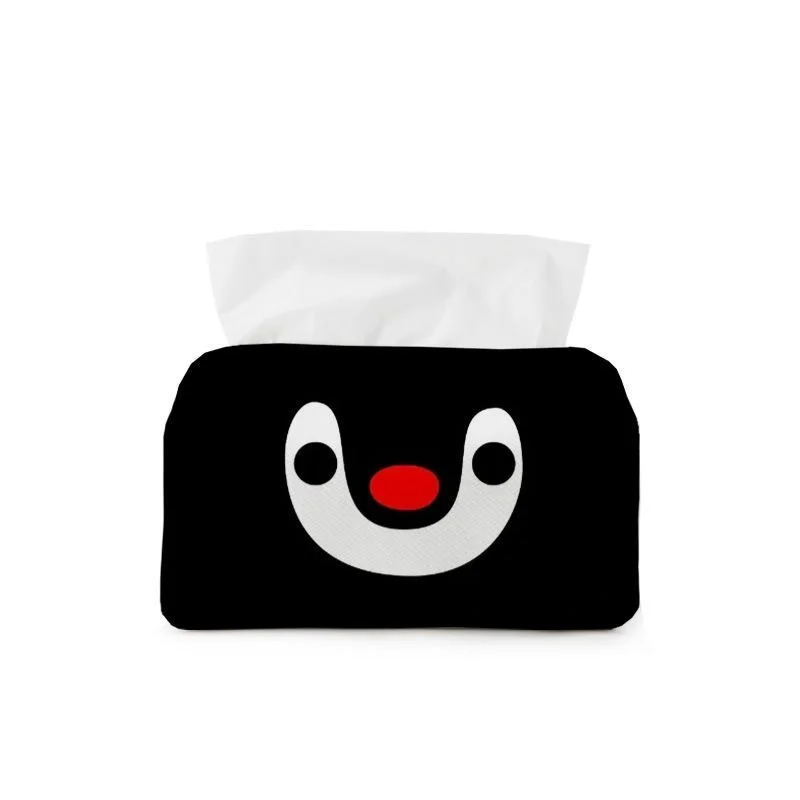 Kawaii Penguin Fabric Tissue Box Cover Washable Plush Napkin Holder 2 Sizes For 90-120 Draw Paper Home Car Bedroom Decor