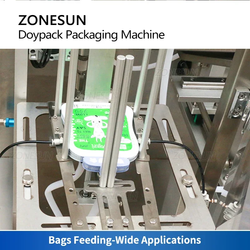 ZONESUN Automatic Doypack Filling Sealing Machine for Bagged Paste Cosmetics Sauce Beverage Laundry Packaging System ZS-HZL1