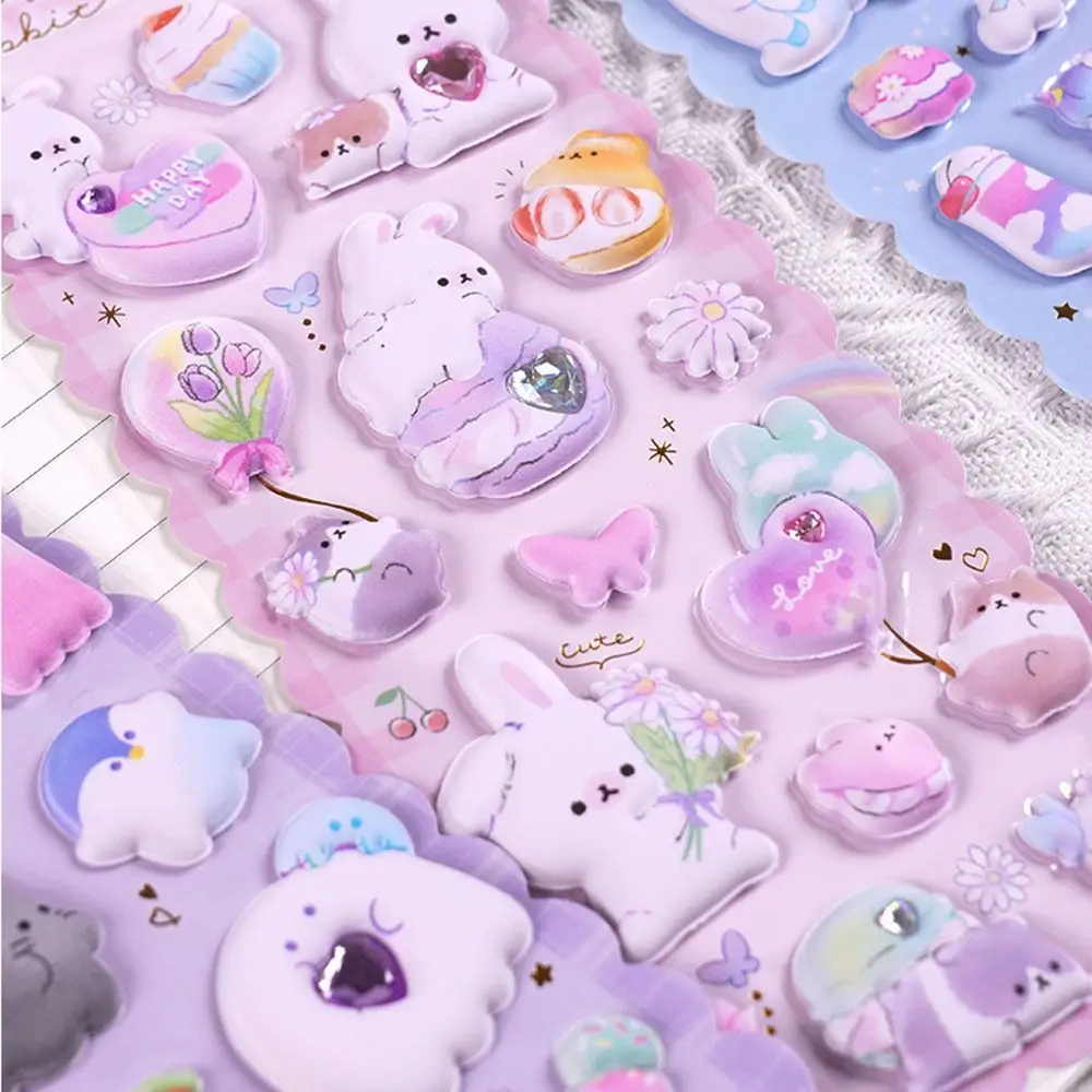 Kawaii Penguin Pegasus Pattern Stickers Paper Funny 3D Puffy Sticker Reusable Hand Ledger Cartoon Decoration Stickers Reward