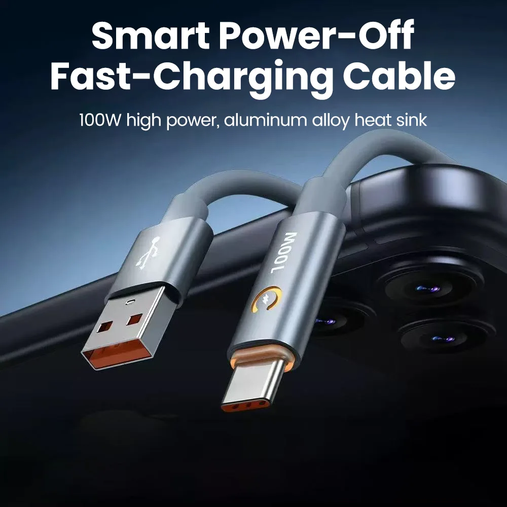 100W Automatic Power-Off Silicone Data Cable USB C To Type C Fast Charging Cable For iphone 18 17 16 15 Samsung USB Type C Cable