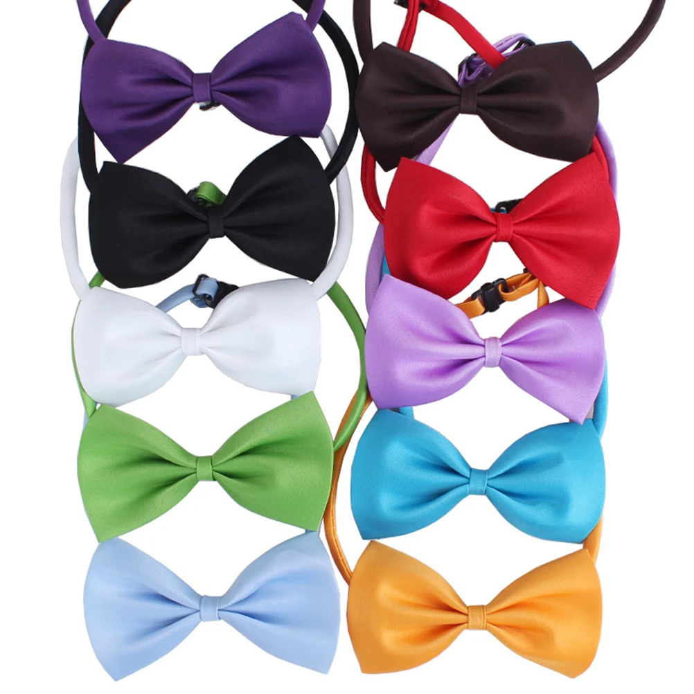 

10 Pcs Bow Accessories Adjustable Pet Tie 9x5cm Neck 25 40cm Soft Polyester Fiber Dog Cat Fashion Decorative Bowtie