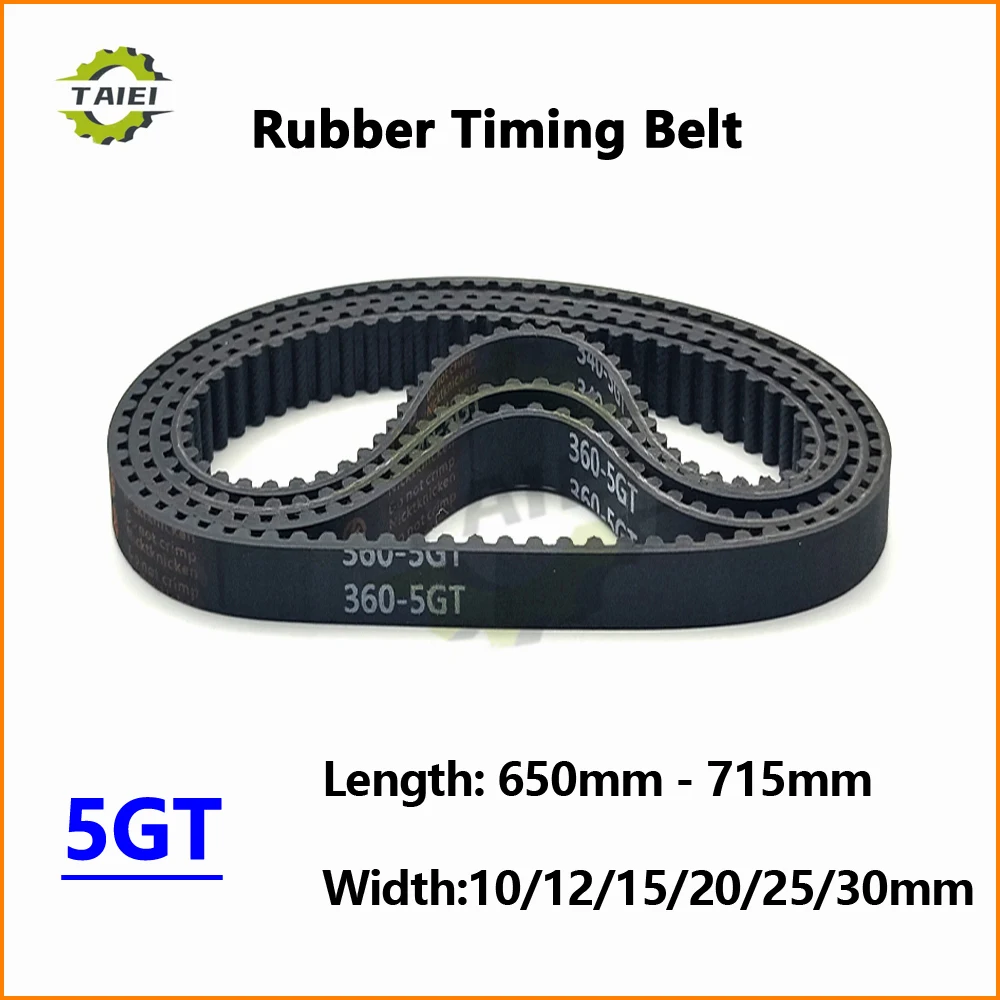

5GT Rubber Synchronous Belt Length 650 655 660 665 670 675 680 685 690 695 700 705 710 715mm Width 10-30mm GT5 Timing Drive Belt