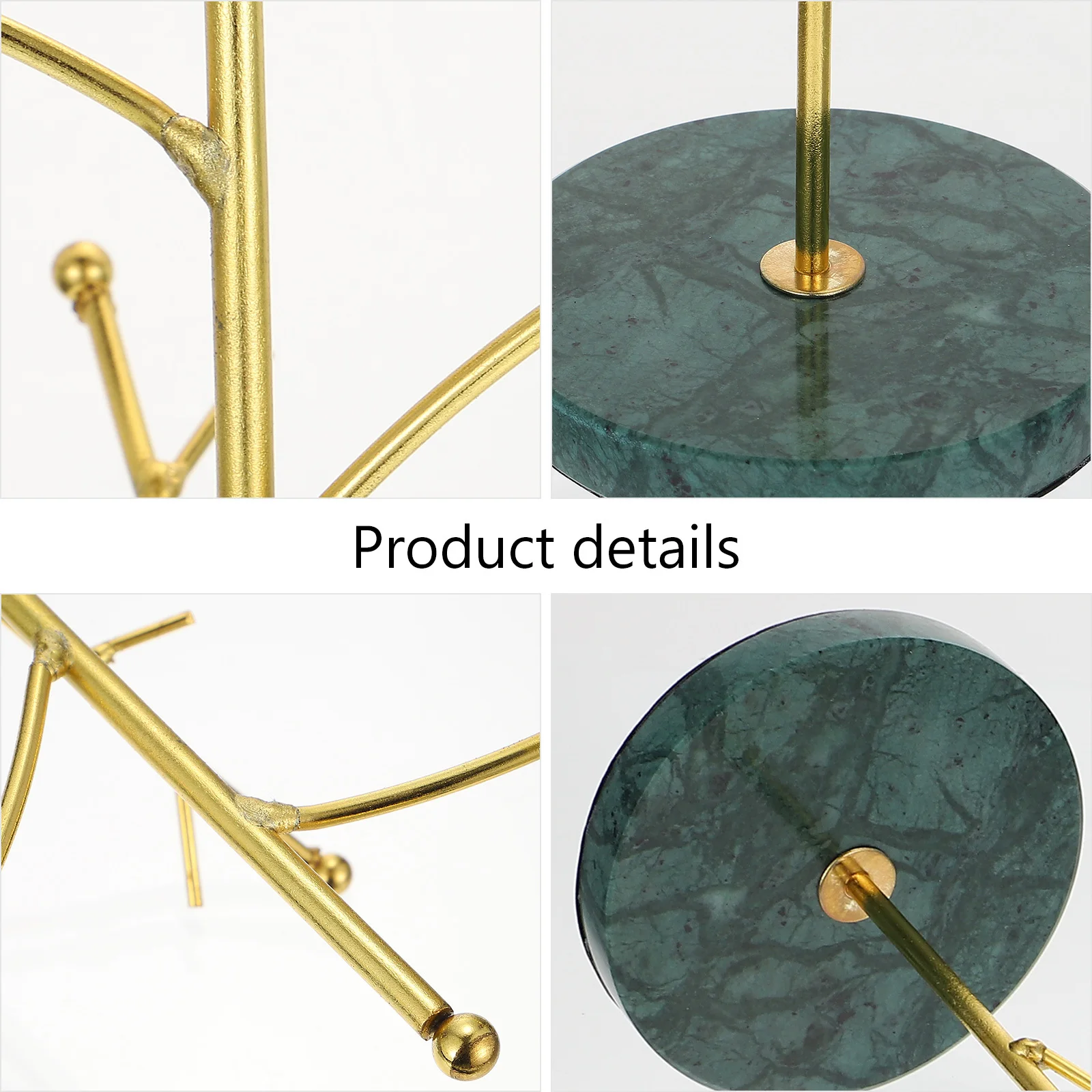 

1 шт. Премиум-подставка для украшений из сплава с мраморным эффектом, подвесная витрина для хранения и декора на рабочем столе или туалетном столике