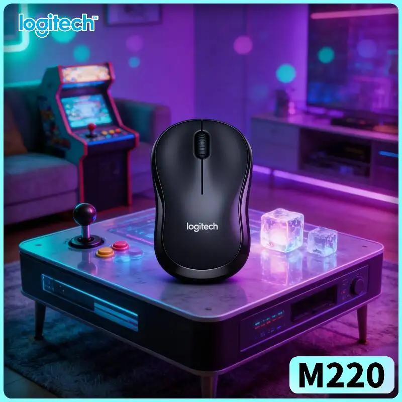 Logitech M220 Quiet Mouse Ergonomic Contour USB Receiver 18-Month Battery Compatible Windows macOS Linux Desktop Accessory
