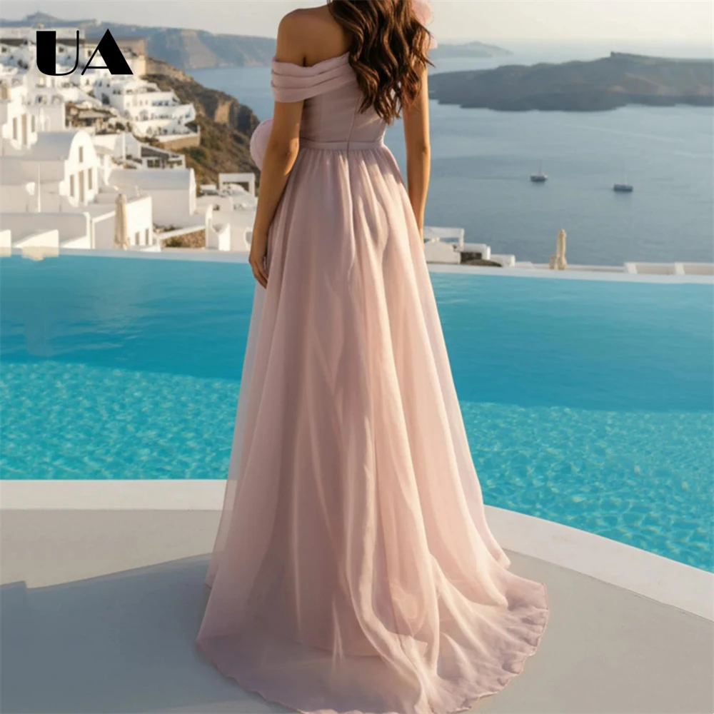 فستان سهرة طويل وردي رومانسي للنساء 2022، فستان حورية البحر بدون أكتاف للحفلات الراقصة مع ذيل شبكي، فساتين كوكتيل مسائية رسمية