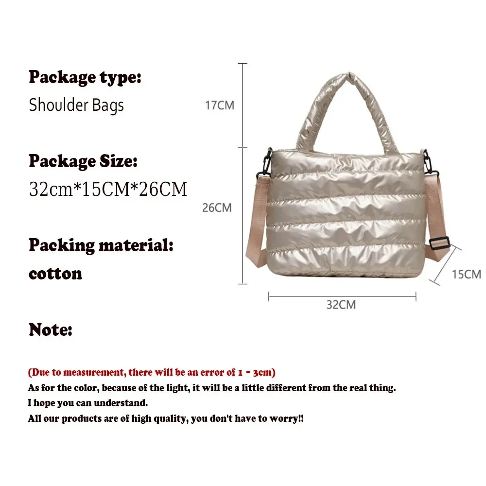 Modische Tragetasche, große Kapazität, mit Baumwolle gepolsterte Tasche, wasserdicht, tragbar, warmhaltende Handtasche, gesteppt, einfarbig, für Freizeit und Winter – Detail 1